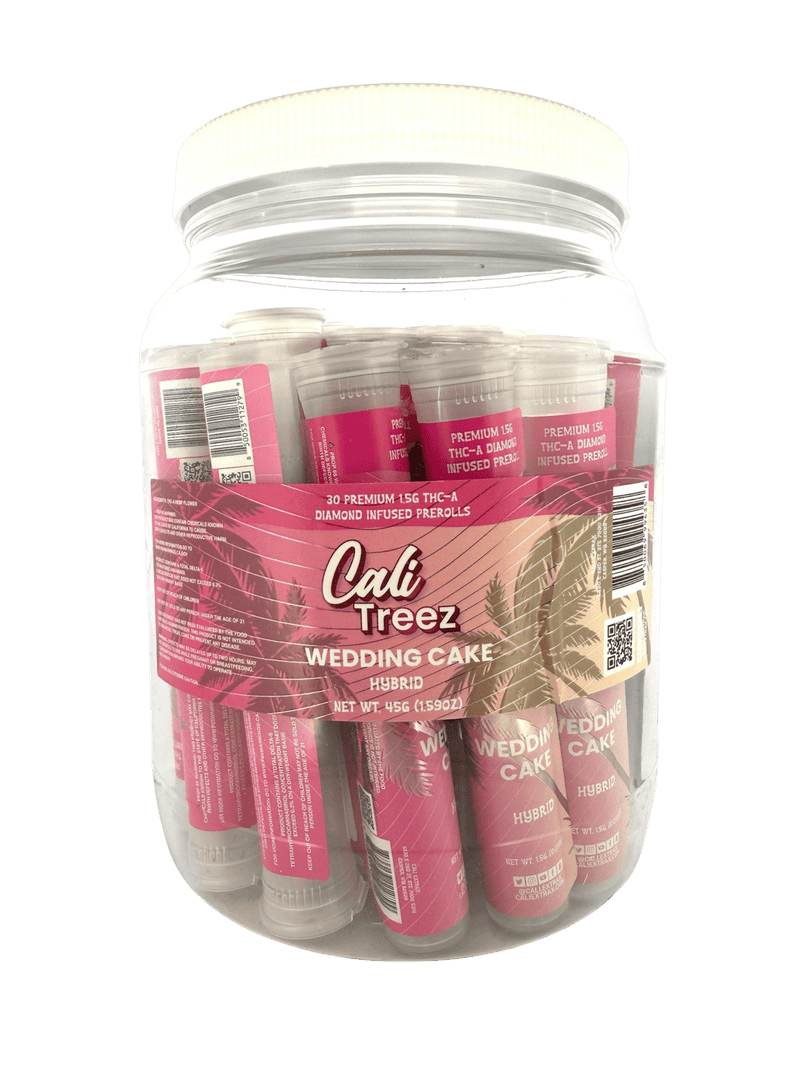 Cali Treez - THCa Diamond Pre Roll Display - 30ct - 1.5g Each - Wedding Cake - Hyrbid - Bandit Distribution