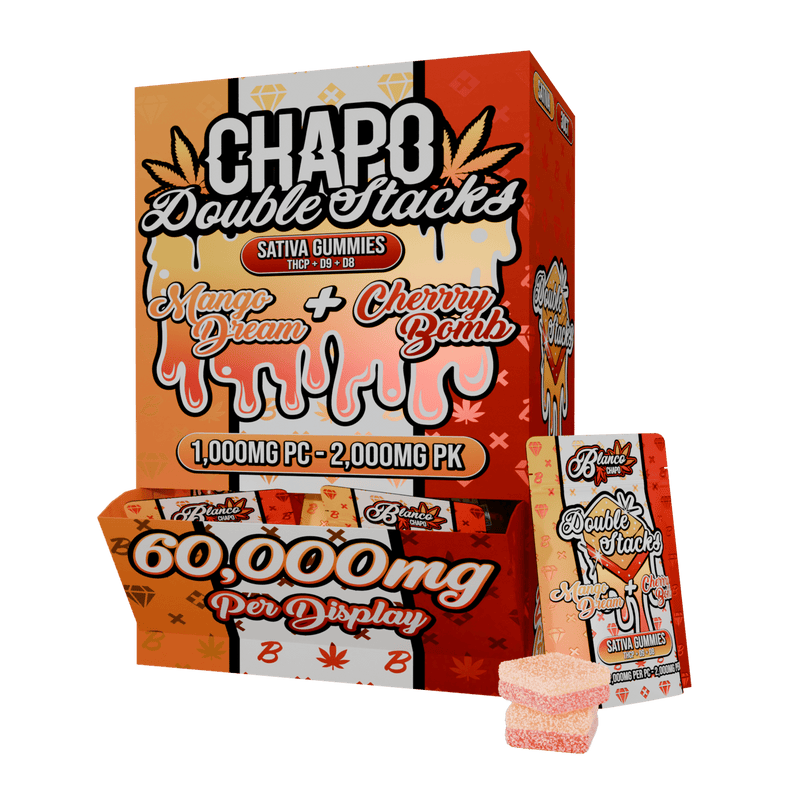 Chapo Double Stacks Gummies Display - 60,000mg - Mango Dream + Cherry Bomb - Bandit Distribution