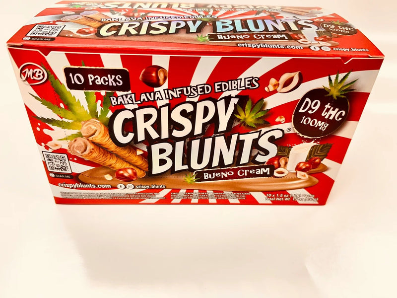 Crispy Blunts D9 2pk Sticks - 50mg Each - 10pk Display - Beuno Cream - Bandit Distribution