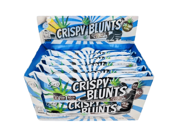 Crispy Blunts D9 2pk Sticks - 50mg Each - 10pk Display - Cookies & Cream - Bandit Distribution