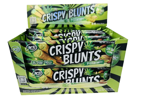 Crispy Blunts D9 2pk Sticks - 50mg Each - 10pk Display - Pistachio - Bandit Distribution