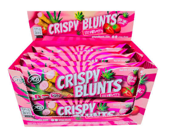 Crispy Blunts D9 2pk Sticks - 50mg Each - 10pk Display - Strawberry - Bandit Distribution
