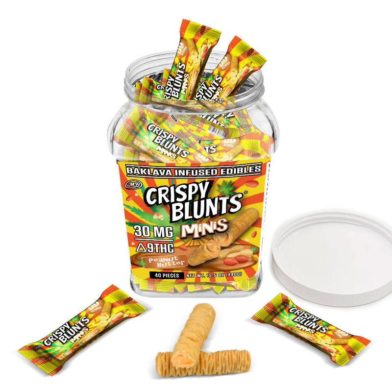 Crispy Blunts D9 Minis 40pc Bins - 30mg Each - Peanut Butter - Bandit Distribution