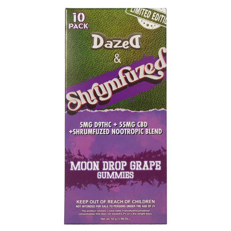 Dazed x Shrumfuzed - Mushroom Gummies - D9/CDB/Shrumfuzed NooTropic Blend - 8600mg - Moon Drop Grape - Bandit Distribution