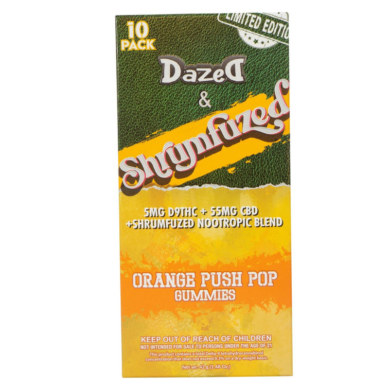 Dazed x Shrumfuzed - Mushroom Gummies - D9/CDB/Shrumfuzed NooTropic Blend - 8600mg - Orange Push Pop - Bandit Distribution