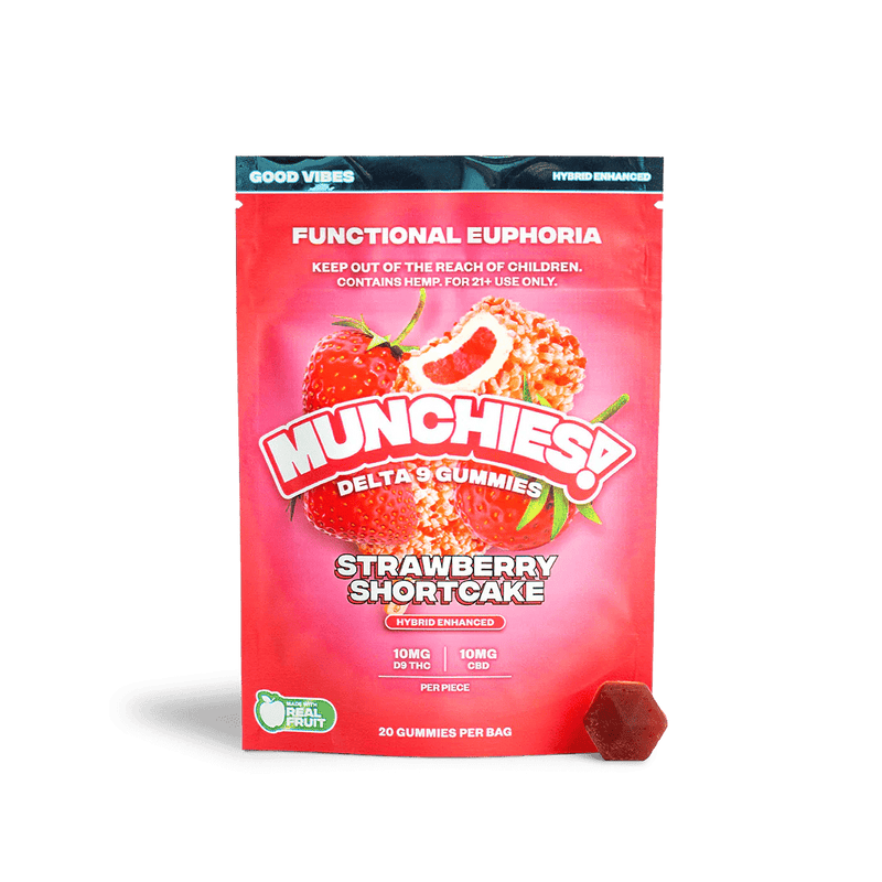 Delta Munchies D9 Euphoria Functional Gummies - Good Vibes - Strawberry Shortcake - 20ct - Bandit Distribution