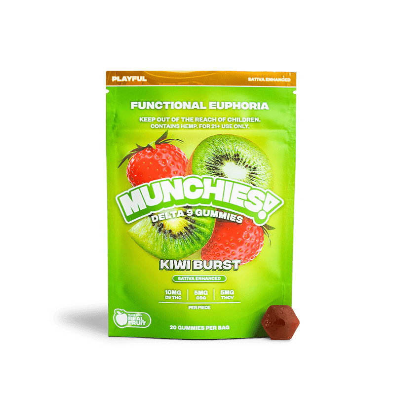 Delta Munchies D9 Euphoria Functional Gummies - Playful - Kiwi Burst - 20ct - Bandit Distribution
