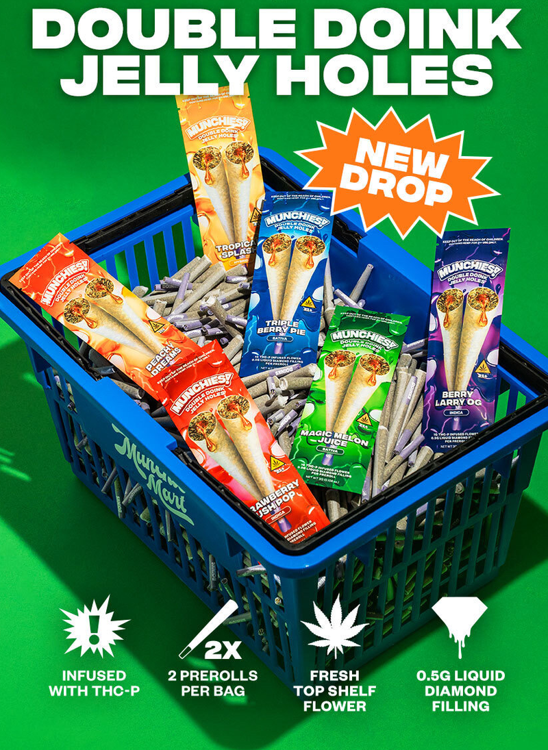 Delta Munchies Double Doinks - THCa Diamond Infused Pre Rolls - 5 Pack Display - Bandit Distribution