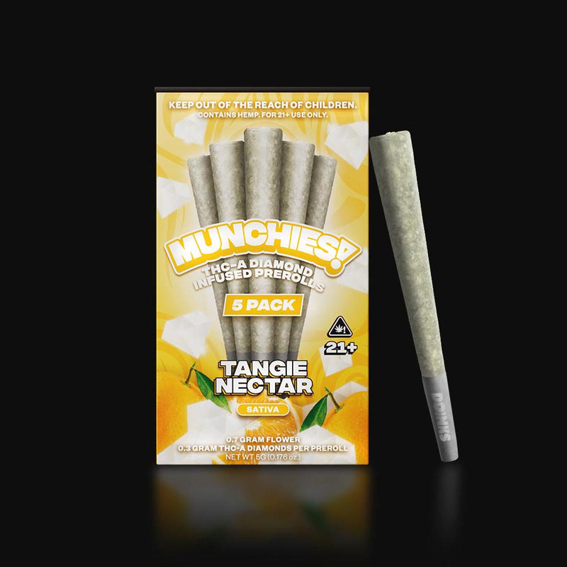 Delta Munchies Thca Infused Prerolls 1g - 5pack - Tangie Nectar - Bandit Distribution