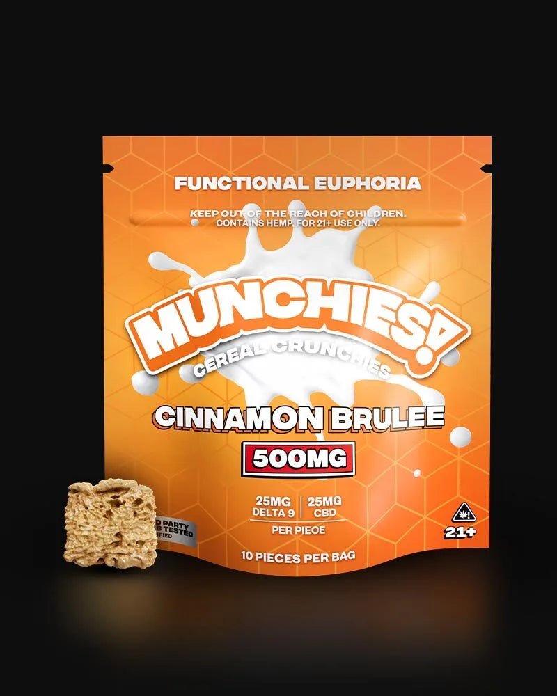 Delta Munchies THC+CBD Edibles - Cereal Crunchies - 500mg - Cinnamon Brulee - Bandit Distribution