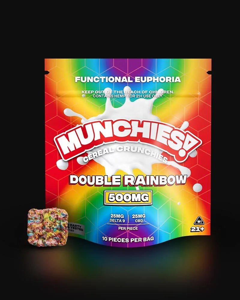 Delta Munchies THC+CBD Edibles - Cereal Crunchies - 500mg - Double Rainbow - Bandit Distribution