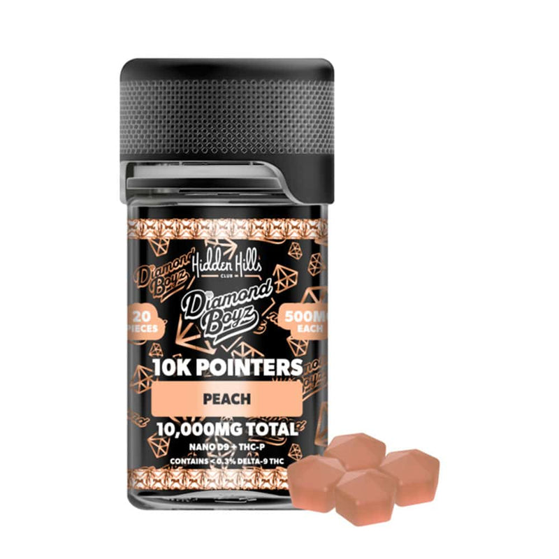 Diamond Boyz 10k Pointers D9+THCp Gummies - 20ct Jar - Peach - Bandit Distribution