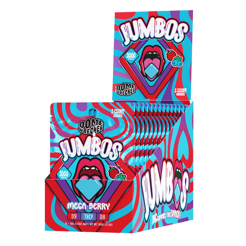 Dome Wrecker JUMBO'S 2ct Gummies - 15ct Display - Mega Berry - Bandit Distribution