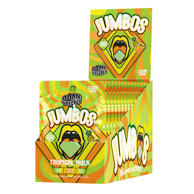 Dome Wrecker JUMBO'S 2ct Gummies - 15ct Display - Tropical Hulk - Bandit Distribution