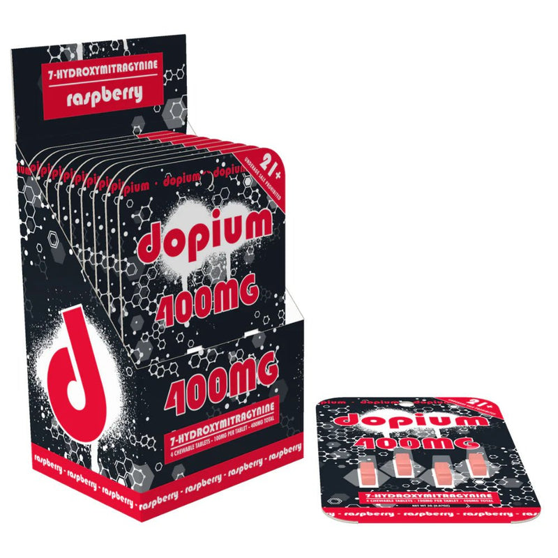 Dopium 7 - Hydroxymitragynine Bars 400MG - 10 Count Display - Raspberry - Bandit Distribution