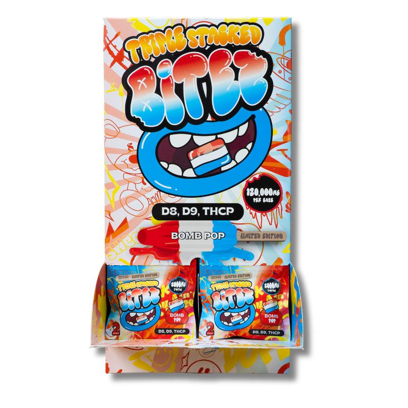 Double Stacked Bites 120,000mg Display (60 - 2ct Packs) - Bomb Pop - Bandit Distribution