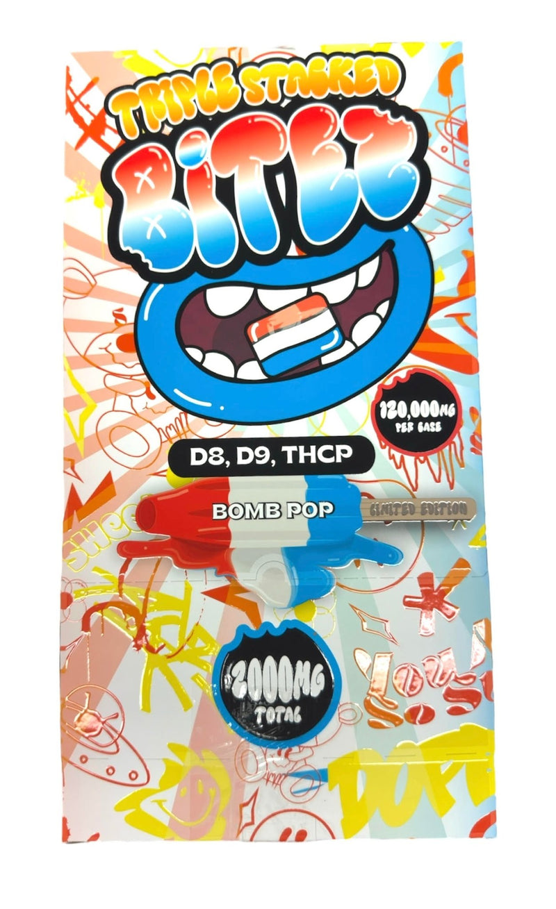 Double Stacked Bites 120,000mg Display (60 - 2ct Packs) - Bomb Pop - Bandit Distribution