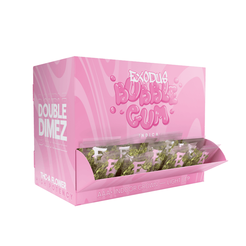 Exodus - Double Dimes THCA Flower 2g Pouches - 30ct Display - Bubble Gume - Bandit Distribution