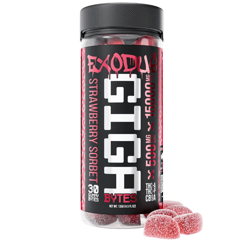 Exodus Thca+Thcp+CB9A Gigabytes Gummies - 15,000mg - Strawberry Sorbet - Hemp Wholesaler