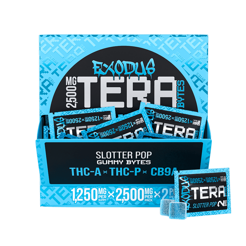 Exodus Thca+Thcp+CB9A TeraBytes Gummies - 75,000mg - 2 Count 30pk Display - Slotter Pop - Bandit Distribution