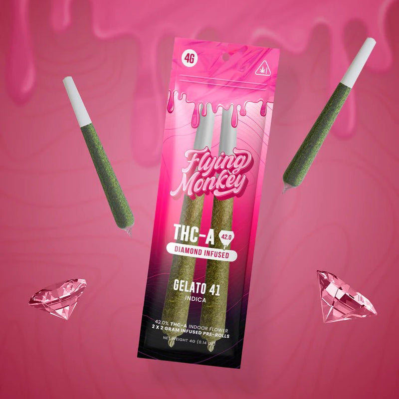 Flying Monkey 10 Pack Display - Diamond Infused PreRolls 2x2g (10 packs) - Gelato - Bandit Distribution