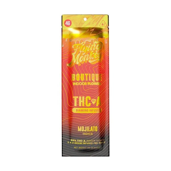 Flying Monkey Boutique Indoor THCA Pre Rolls 2x2g Pack - Cali Gold - 10 Pack - Bandit Distribution