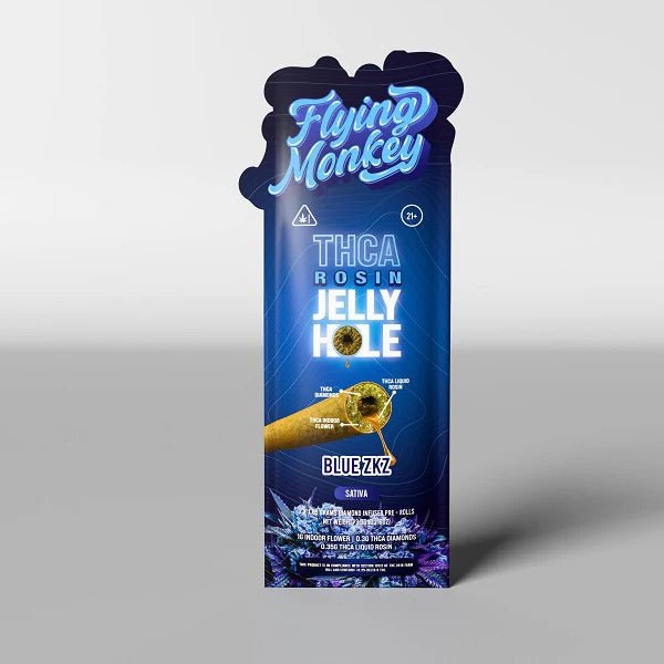 Flying Monkey THCA/D8 Rosin Jelly Holes 2x2g - 10 Pack Display - Blue ZKZ - Bandit Distribution