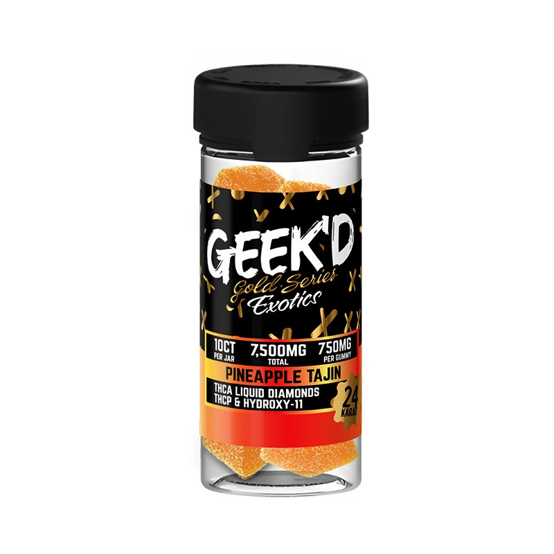 GEEK’D Gold Series Exotics – Pineapple Tajín Gummies – 7500MG - Bandit Distribution