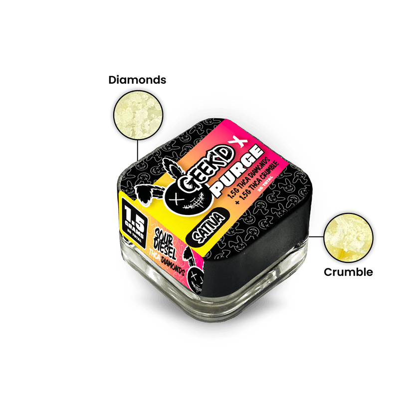 Geek'D x Purge - Thca Diamonds Crumble - 3g - Sour Diesel x Maui Wowie - Sativa - Bandit Distribution