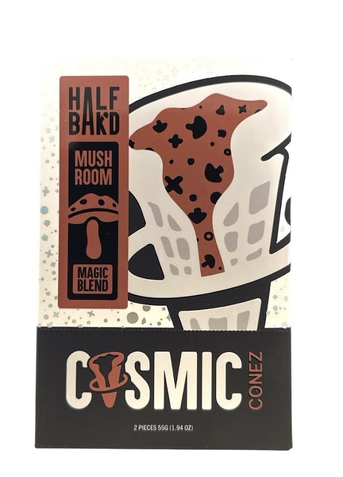 Half Bak'd Cosmic Cones Mushroom Blend - 2pc Pack - Cookie Crunch - Bandit Distribution