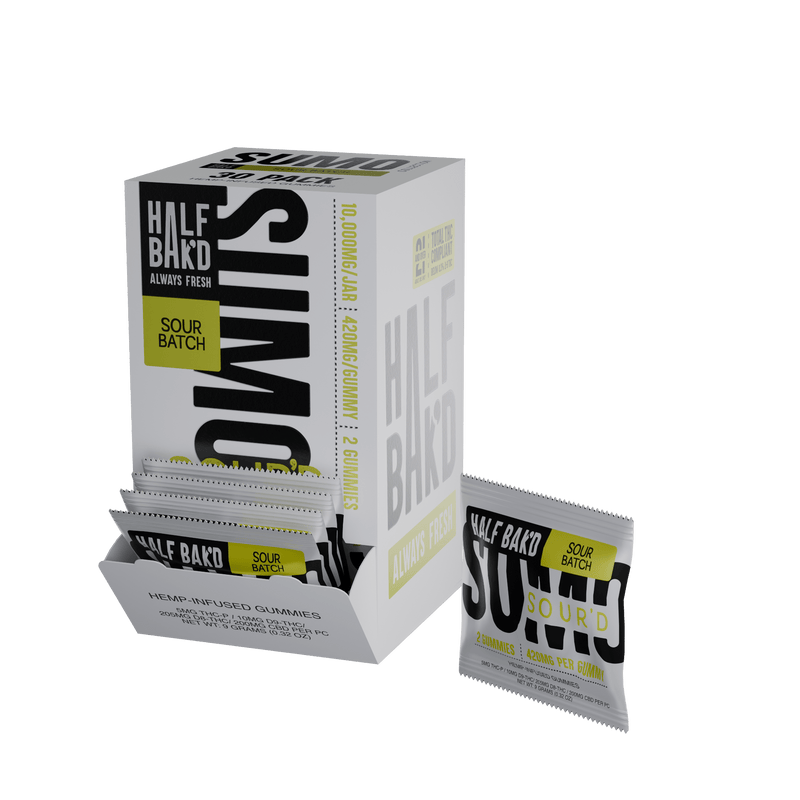 Half Bak'd Sumo Sour'D Gummies - 2ct - 30pk Display - Sour Batch - Bandit Distribution