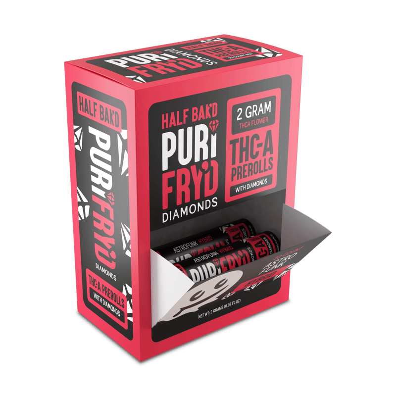 Half Bak'd THC-A Purifry'd Astro Funk 2g Pre Roll Display 20ct - Bandit Distribution