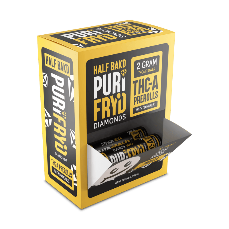Half Bak'd THC-A Purifry'd Dosi Mango 2g Pre Roll Display 20ct - Bandit Distribution