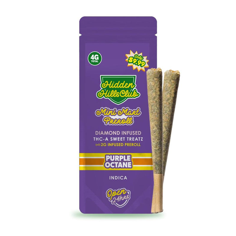 Hidden Hills Mini Mart 2g x 2 Thca Diamond Infused Pre Rolls - 10 Pack Display - Purple Octane - Bandit Distribution