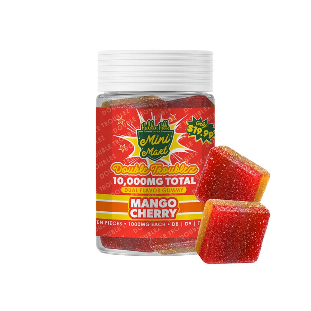 Hidden Hills Mini Mart Double Troublez - 10000MG - Mango Cherry Hidden Hills Mini Mart Double Troublez - 10000MG - Mango Cherry