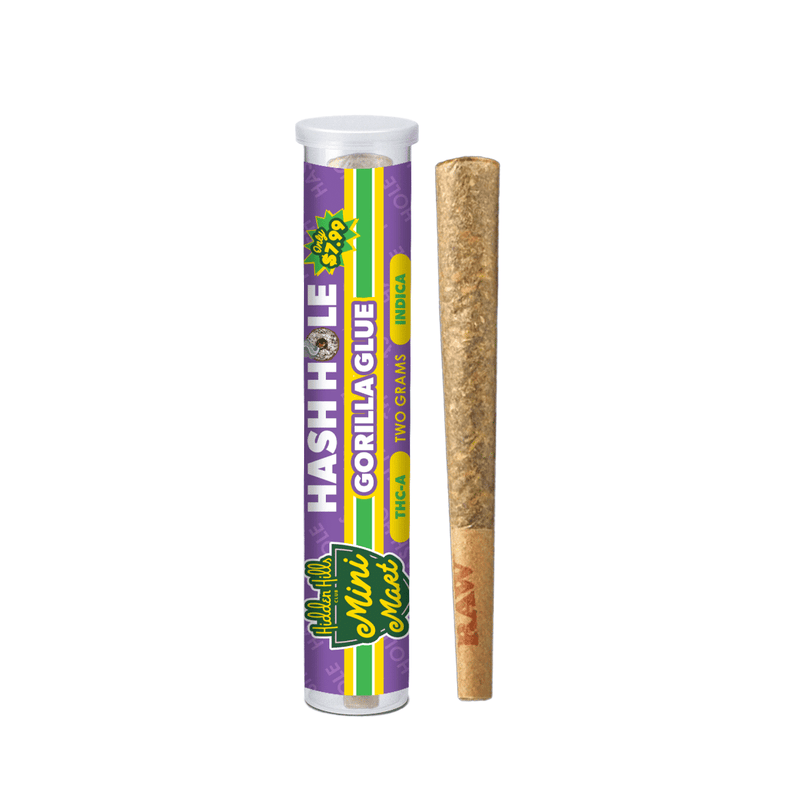 Hidden Hills - Mini Mart Hash Holes - 2g Pre Roll x 20ct Display - Gorilla Glue - Bandit Distribution