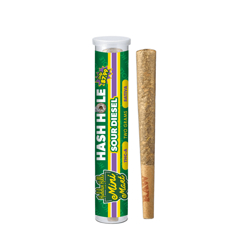 Hidden Hills - Mini Mart Hash Holes - 2g Pre Roll x 20ct Display - Sour Diesel - Bandit Distribution