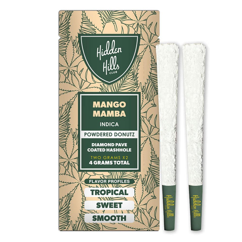 Hidden Hills Powdered Donuts THCA Pre Rolls 2ct pack - 10 Pack Display - Mango Mamba - Bandit Distribution