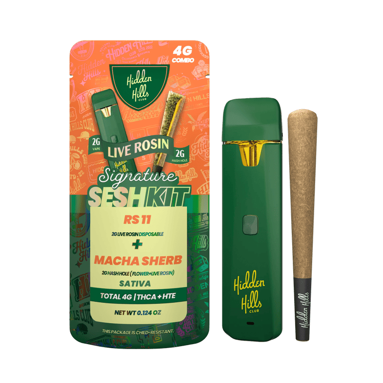 Hidden Hills Signature Sesh Kit -2g Live Rosin Dispo + 2g Hash Hole Co   Bandit Distribution