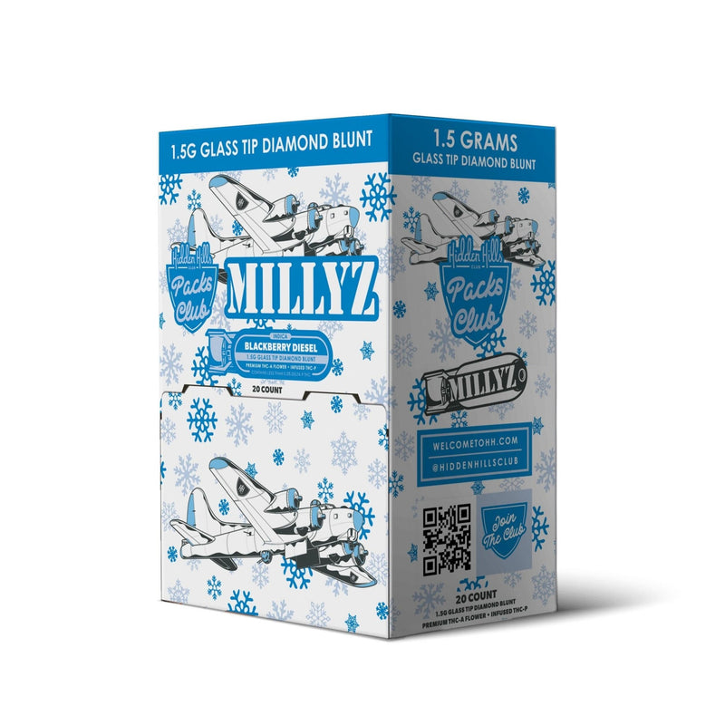Hidden Hillz 1.5G Millyz Diamond | Blackberry Diesel | Indica Blunt - 20ct Display - Bandit Distribution
