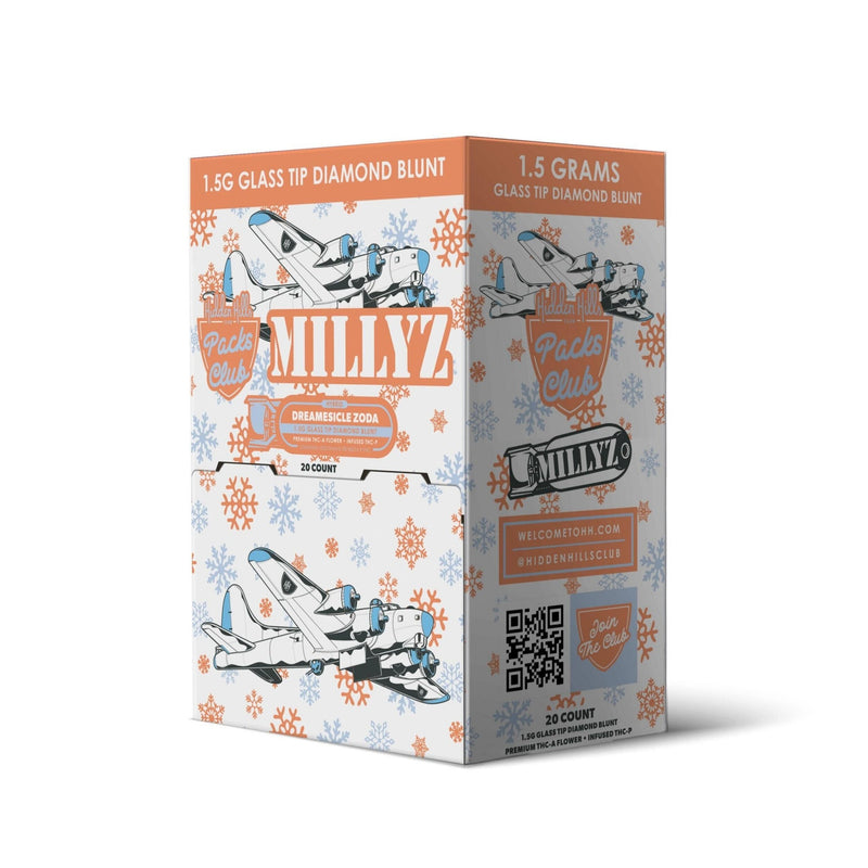 Hidden Hillz 1.5G Millyz Diamond | Dreamsicle Zoda | Hybrid Blunt - 20ct Display - Bandit Distribution