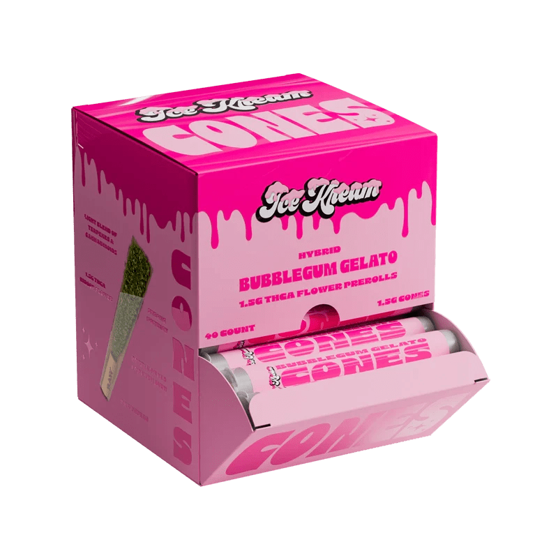 Ice Kream Sugar Cones Thca 1.5g Pre Rolls - 40ct Display - Bubblegum Gelato - Bandit Distribution