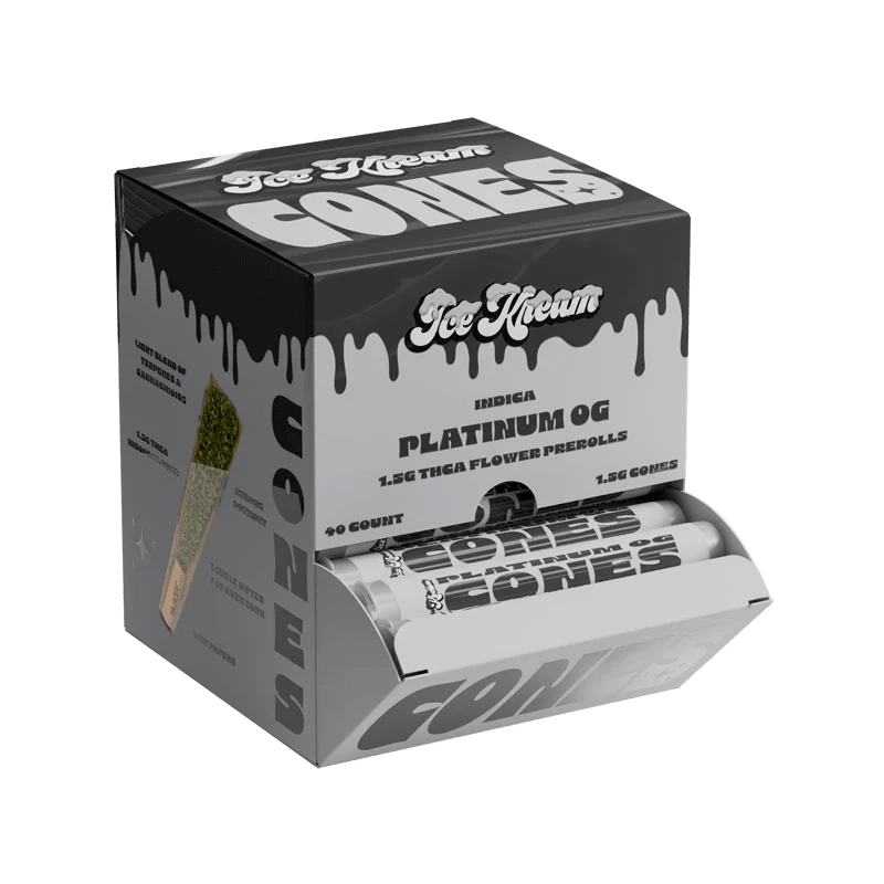 Ice Kream Sugar Cones Thca 1.5g Pre Rolls - 40ct Display - Platinum - Bandit Distribution