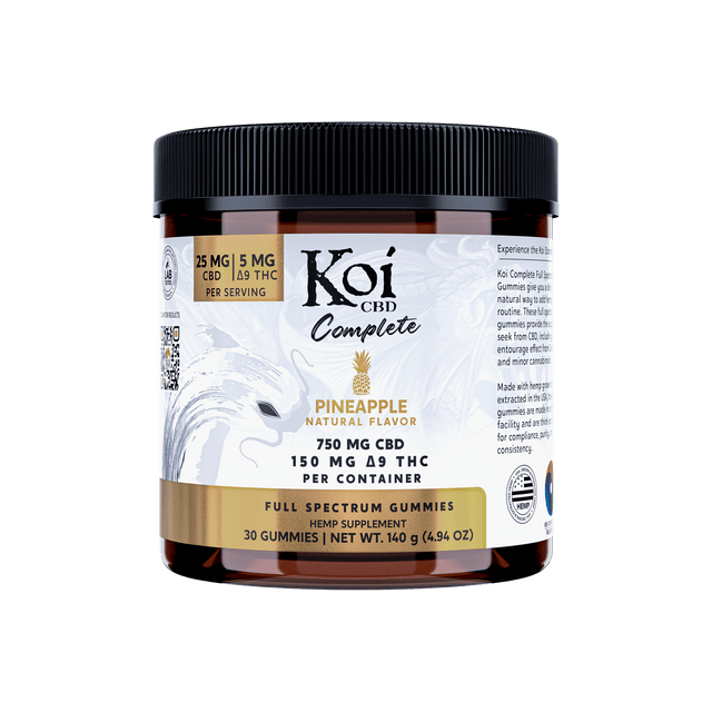 Koi Complete Full Spectrum CBD Gummies - CBD+D9 - 900mg - Pineapple - Bandit Distribution