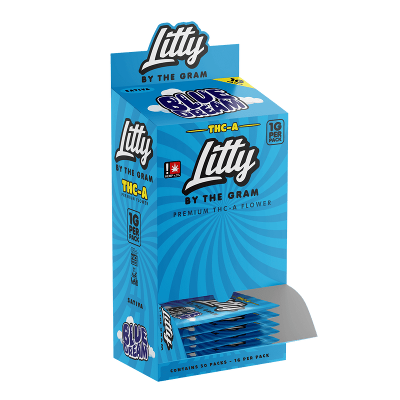 Litty - By The Gram Thca Flower - 50 - 1g Pack Display - Blue Dream - Bandit Distribution