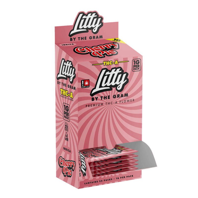 Litty - By The Gram Thca Flower - 50 - 1g Pack Display - Cherry Pie - Bandit Distribution