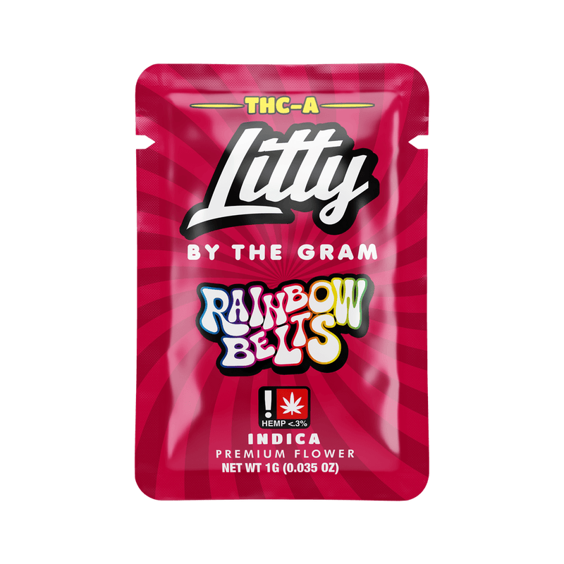 Litty - By The Gram Thca Flower - 50 - 1g Pack Display - Rainbow Belts - Bandit Distribution