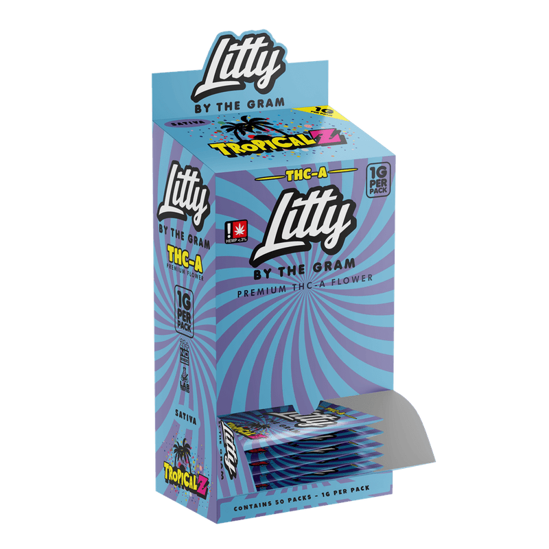 Litty - By The Gram Thca Flower - 50 - 1g Pack Display - Tropical Z - Bandit Distribution