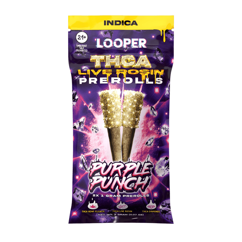 Looper THCA Live Rosin Pre Rolls 2pk - Purple Punch - Bandit Distribution