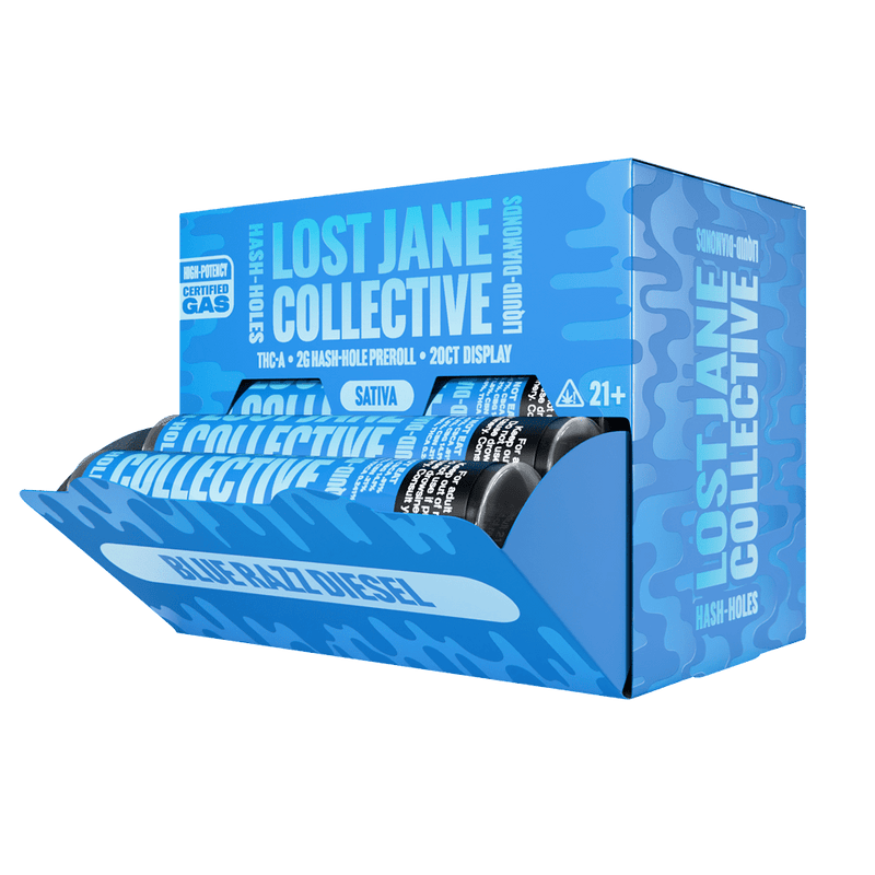 Lost Jane Liquid Diamond Hash Holes - 20ct Display - Blue Razz Diesel - Bandit Distribution